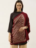 Pashmoda Women Wine Aari Embroidered Shawl