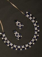 Priyaasi Navy Rose Gold-Plated AD-Studded Handcrafted Jewellery Set