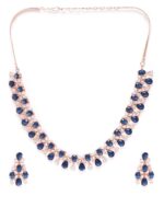 Priyaasi Navy Rose Gold-Plated AD-Studded Handcrafted Jewellery Set - Image 2