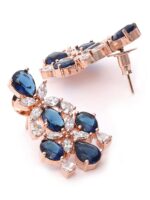 Priyaasi Navy Rose Gold-Plated AD-Studded Handcrafted Jewellery Set - Image 4