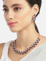 Priyaasi Navy Rose Gold-Plated AD-Studded Handcrafted Jewellery Set - Image 5