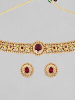 Rubans 24K Gold Plated Handcrafted Intricate Choker Jewellery Set - Image 2