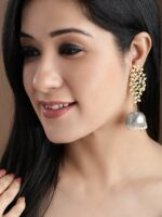 Rubans Gold-Plated & Silver-Toned Handcrafted Dome Shaped Jhumkas