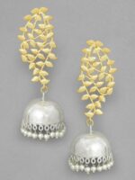 Rubans Gold-Plated & Silver-Toned Handcrafted Dome Shaped Jhumkas - Image 2