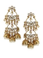 Rubans Gold-Plated & Silver-Toned Kundan Classic Jhumkas - Image 2