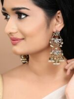 Rubans Gold-Plated & Silver-Toned Kundan Classic Jhumkas - Image 4