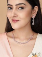 Rubans Gold-Plated White CZ-Studded Handcrafted Jewellery Set