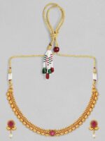 Rubans Gold-Plated White & Pink Stone-Studded Handcrafted Jewellery Set - Image 2
