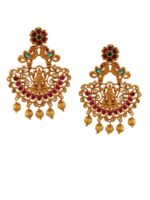 Rubans Gold-Toned & Green Gold-Plated Crescent Shaped Drop Earrings - Image 2