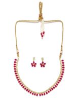 Rubans Gold-Toned & Pink CZ Stone-Studded Jewellery Set - Image 3