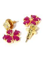Rubans Gold-Toned & Pink CZ Stone-Studded Jewellery Set - Image 4