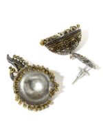 Rubans Oxidised Gold-Toned & Silver-Toned Dome-Shaped Jhumkas - Image 3