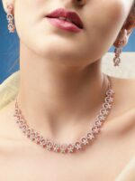 Rubans Rose Gold-Toned White CZ-Studded Handcrafted Jewellery Set