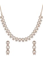 Rubans Rose Gold-Toned White CZ-Studded Handcrafted Jewellery Set - Image 2