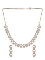 Rubans Rose Gold-Toned White CZ-Studded Handcrafted Jewellery Set - Image 3