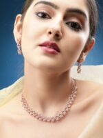 Rubans Rose Gold-Toned White CZ-Studded Handcrafted Jewellery Set - Image 5