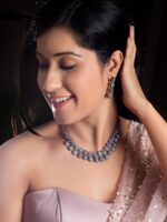 Rubans Silver-Plated Handcrafted CZ Studded Jewellery Set