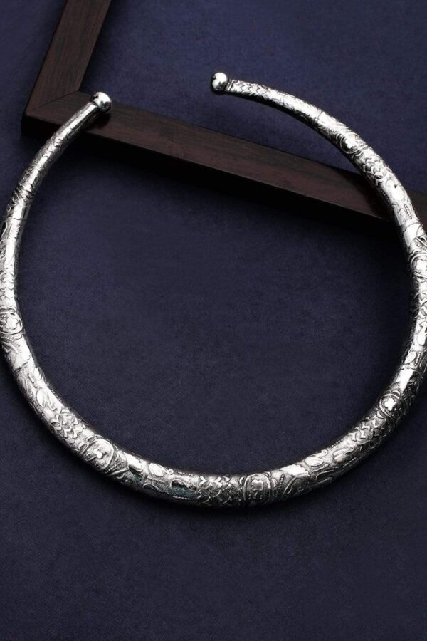 Rubans Silver-Plated Oxidised Choker Necklace