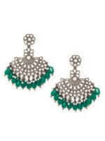 Rubans Silver-Toned & Green Classic Drop Earrings - Image 2