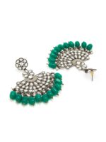 Rubans Silver-Toned & Green Classic Drop Earrings - Image 3