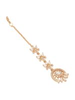Rubans Women Rose Gold-Plated Zircon Studded Handcrafted Maang Tikka - Image 3