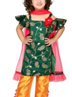 SAKA DESIGNS Girls Green Floral Printed Regular Kurti with Trousers & With Dupatta - Image 2