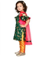 SAKA DESIGNS Girls Green Floral Printed Regular Kurti with Trousers & With Dupatta - Image 3