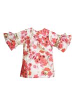 SAKA DESIGNS Girls Pink Floral Printed Empire Sequinned Kurta with Sharara & Dupatta - Image 2