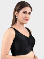 SALWAR STUDIO Women Black Solid Readymade Saree Blouse - Image 2