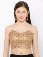 SALWAR STUDIO Women Gold-Coloured Embroidered Readymade Saree Blouse