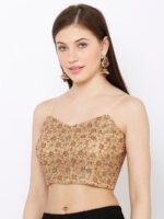 SALWAR STUDIO Women Gold-Coloured Embroidered Readymade Saree Blouse - Image 2