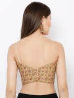 SALWAR STUDIO Women Gold-Coloured Embroidered Readymade Saree Blouse - Image 3
