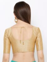 SALWAR STUDIO Women Gold-Toned Solid Readymade Mulberry Silk Saree Blouse - Image 3