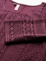 SWAGG INDIA Women Purple Floral Embroidered Chikankari Georgette Kurta - Image 6