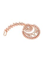 Saraf RS Jewellery Rose Gold-Plated White AD-Studded Half Moon-Shaped Handcrafted Maang Tikka - Image 3