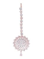 Saraf RS Jewellery Rose Gold-Plated White AD-Studded Jadau Handcrafted Maangtika - Image 2