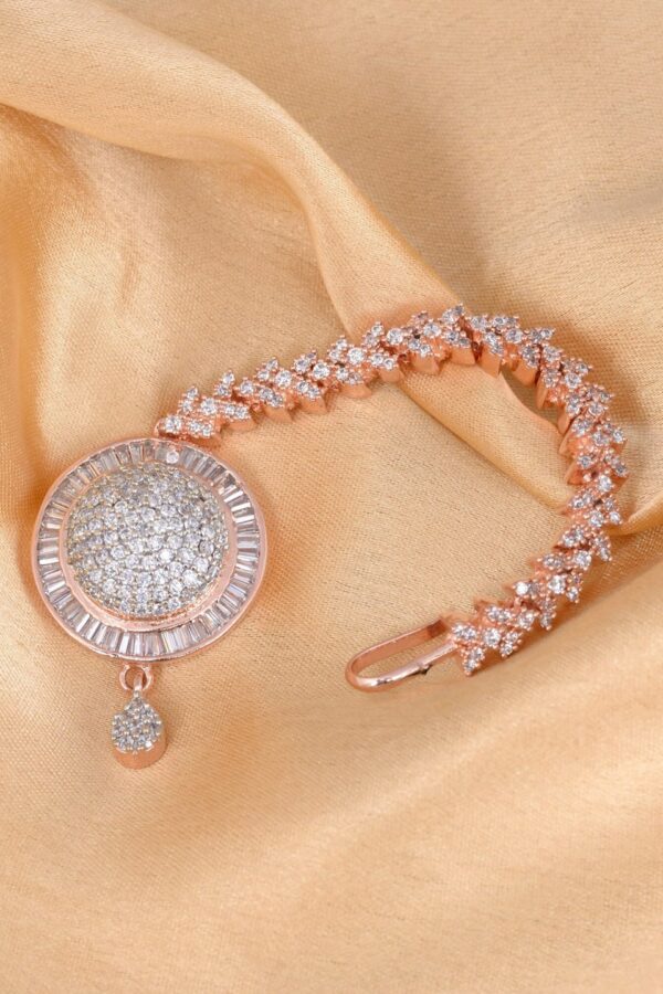 Saraf RS Jewellery Rose Gold-Plated White CZ & AD-Studded Handcrafted Maang Tikka
