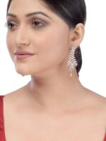 Saraf RS Jewellery White Contemporary Drop Earrings - Image 4