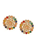 Shining Diva Gold-Plated White & Green Pearl-Studded Choker Jewellery Set - Image 4