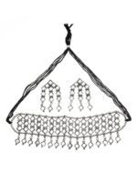 Shining Diva Oxidised Silver-Plated Mirror Jewellery Set - Image 3