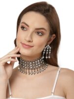 Shining Diva Oxidised Silver-Plated Mirror Jewellery Set - Image 6