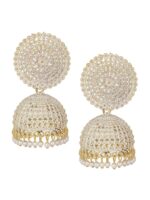 Shining Diva White Contemporary Jhumkas Earrings - Image 4