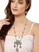Shining Diva Women Silver-Plated Oxidised Jewellery Set