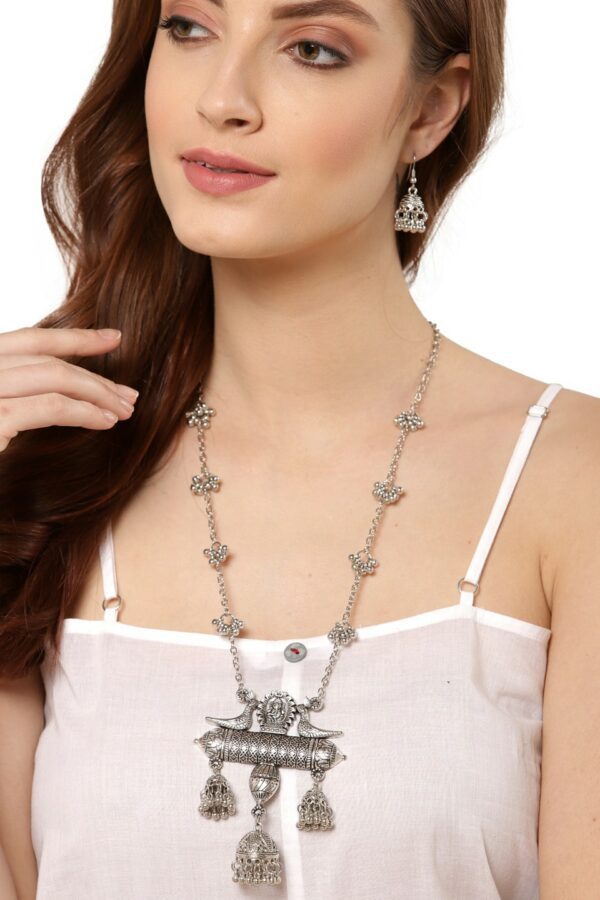 Shining Diva Women Silver-Plated Oxidised Jewellery Set