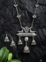 Shining Diva Women Silver-Plated Oxidised Jewellery Set - Image 7