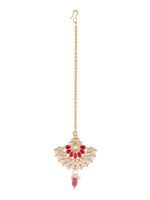 Silvermec Designs Red & Gold-Toned & Plated Trishala Kundan Maangtikka - Image 2