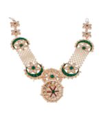 Silvermerc Designs Gold-Plated & White Kundan-Studded & Pearl Beaded Head Chain With Borla - Image 2