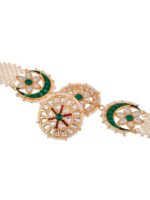 Silvermerc Designs Gold-Plated & White Kundan-Studded & Pearl Beaded Head Chain With Borla - Image 4