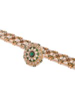 Silvermerc Designs Green & White Gold-Plated Beaded & Jadau Stone-Studded Matha Patti - Image 4