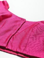 Studio Shringaar Women Pink Woven Design Saree Blouse - Image 2